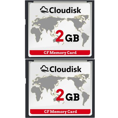 Cloudisk Pack of 2 Compact Flash Card 2GB CF 2.0 Performance for Vintage Digital Camera and Industry Equipment (2 GB)