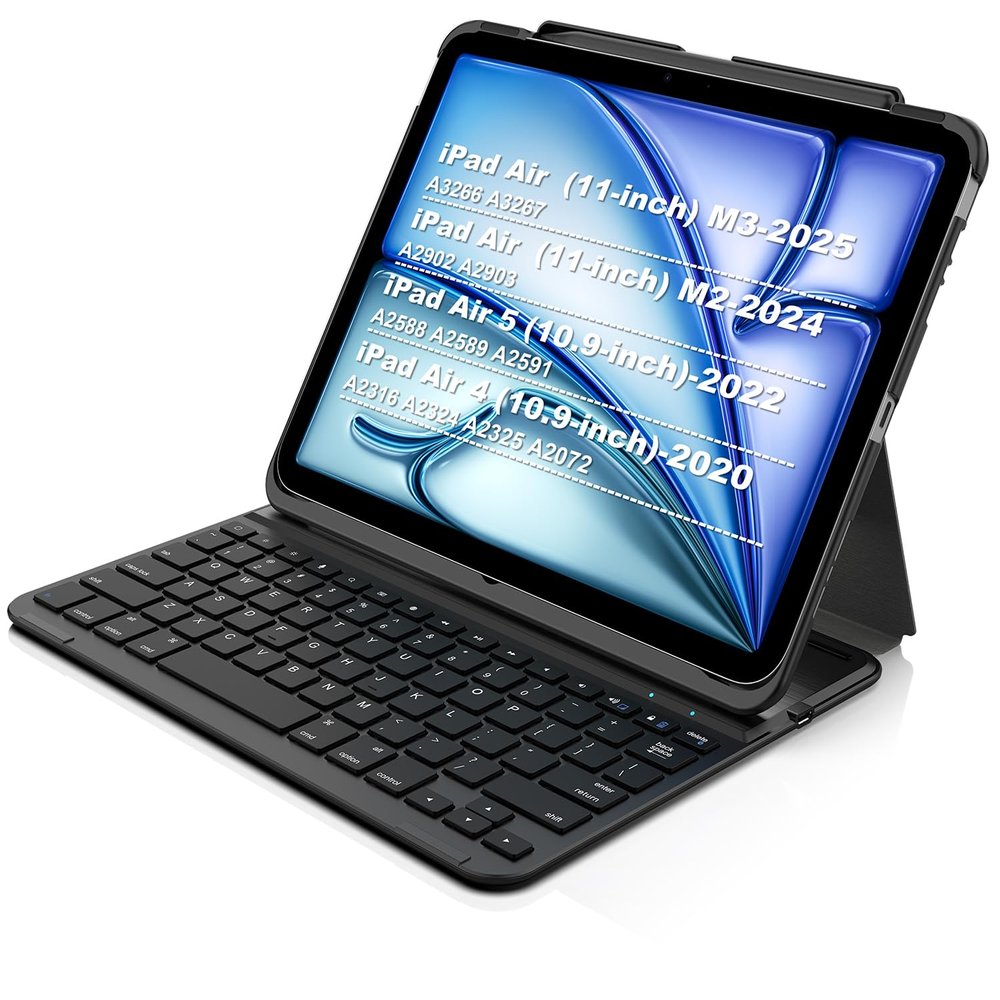 Arteck iPad Air 11-inch/Air 5th 4th Generation Keyboard Case, Bluetooth Keyboard with Folio Full Protection Case for Apple iPad Air 11 M3/M2 (2025/2024), Air 5/Air 4