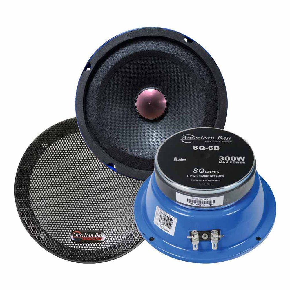 2 Pack 6.5" Midrange Speaker 8 Ohm 300W Power Bullet Audio American Bass SQ-6B