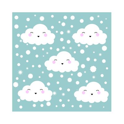 Leyiyi 10x10ft Sweet Cartoon Smiling Clouds Backdrop White Dots Baby Shower Banner Happy Birthday Backdrop for Kids Photo Booth Background Studio