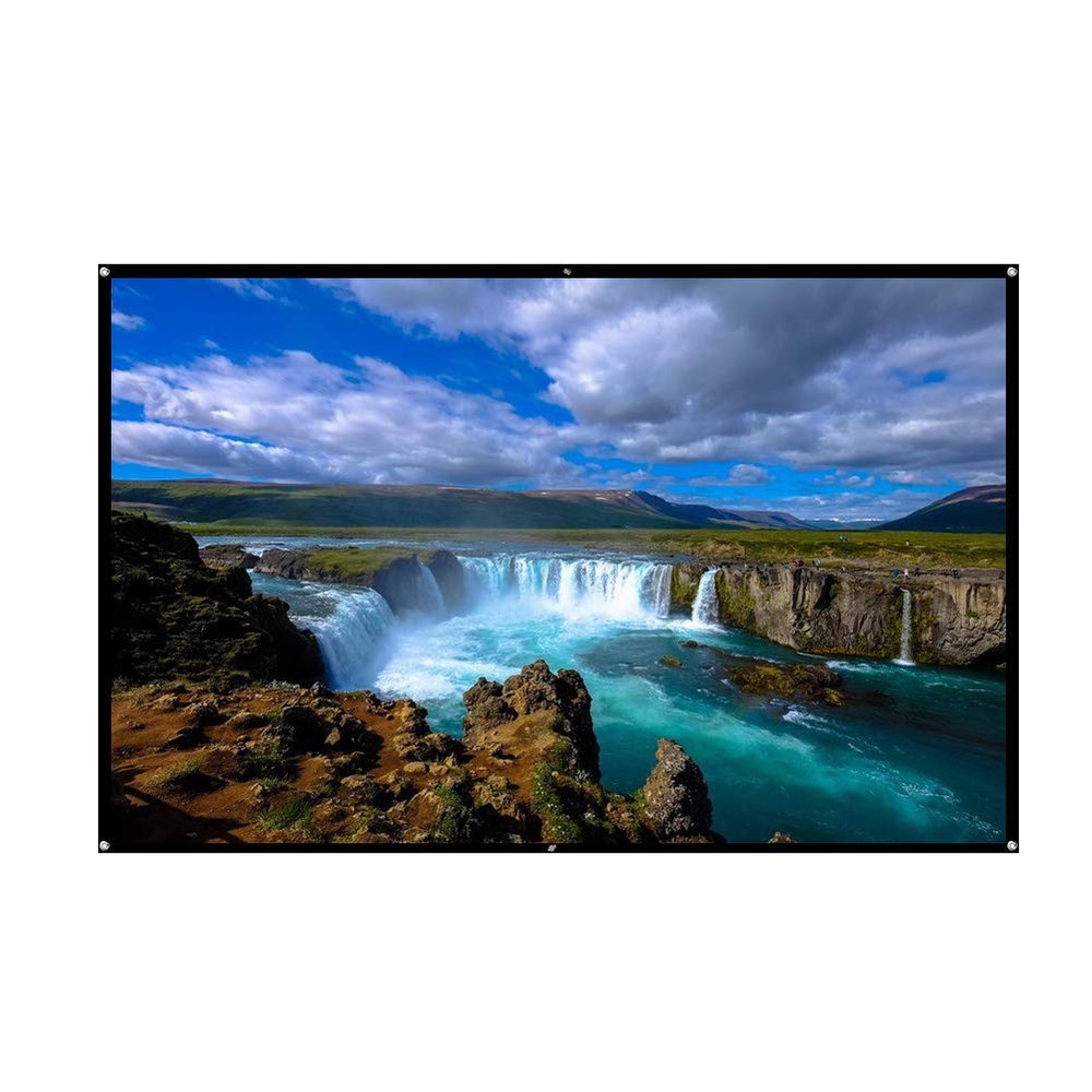 120-Inch Projection Screen, 16:9 Foldable Non-Crease White Cinema Screen Portable, for Outdoor Camping Movie Open-Air Cinema