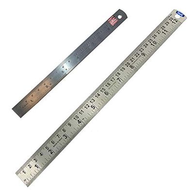 12 and 6 Ruler Set Stainless Steel Metal Straight Ruler Scale Double Sided
