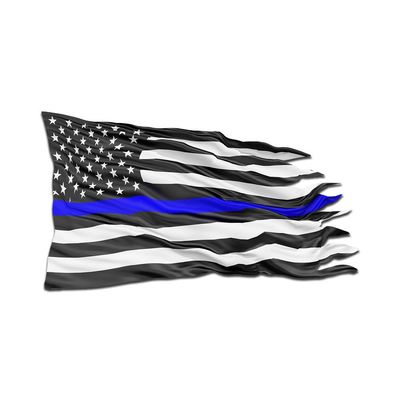 8 inch Distressed Blue Line Flag | 1st Responders- Police Blue Lives Matter - 100% Vinyl Stickers for Trucks Laptops, Waterbottles,