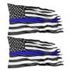 2 Pack - 8 inch Distressed Blue Line Flag | 1st Responders- Police Blue Lives Matter - 100% Vinyl Stickers for Trucks, Laptops, Waterbottles, view 1