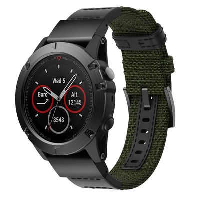 DKEnjoy Nylon Quick Release Wrist Band Replacement Bracelet Watch Strap for Garmin Fenix 5X/Fenix 5X Plus/Fenix 3/Fenix 3 HR Smartwatch (Green)