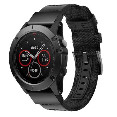 DKEnjoy Nylon Quick Release Wrist Band Replacement Bracelet Watch Strap for Garmin Fenix 5X/Fenix 5X Plus/Fenix 3/Fenix 3 HR Smartwatch (Black)