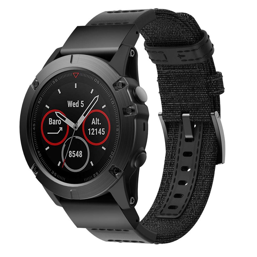 DKEnjoy Nylon Quick Release Wrist Band Replacement Bracelet Watch Strap for Garmin Fenix 5X/Fenix 5X Plus/Fenix 3/Fenix 3 HR Smartwatch (Black)