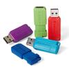 Verbatim 16GB Pinstripe USB 2.0 Flash Drive Retractable Thumb Drive - 5 Pack - Multicolor (Green, Blue, Red, Purple, Cyan) view 1