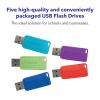 Verbatim 16GB Pinstripe USB 2.0 Flash Drive Retractable Thumb Drive - 5 Pack - Multicolor (Green, Blue, Red, Purple, Cyan) view 2