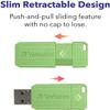 Verbatim 16GB Pinstripe USB 2.0 Flash Drive Retractable Thumb Drive - 5 Pack - Multicolor (Green, Blue, Red, Purple, Cyan) view 3