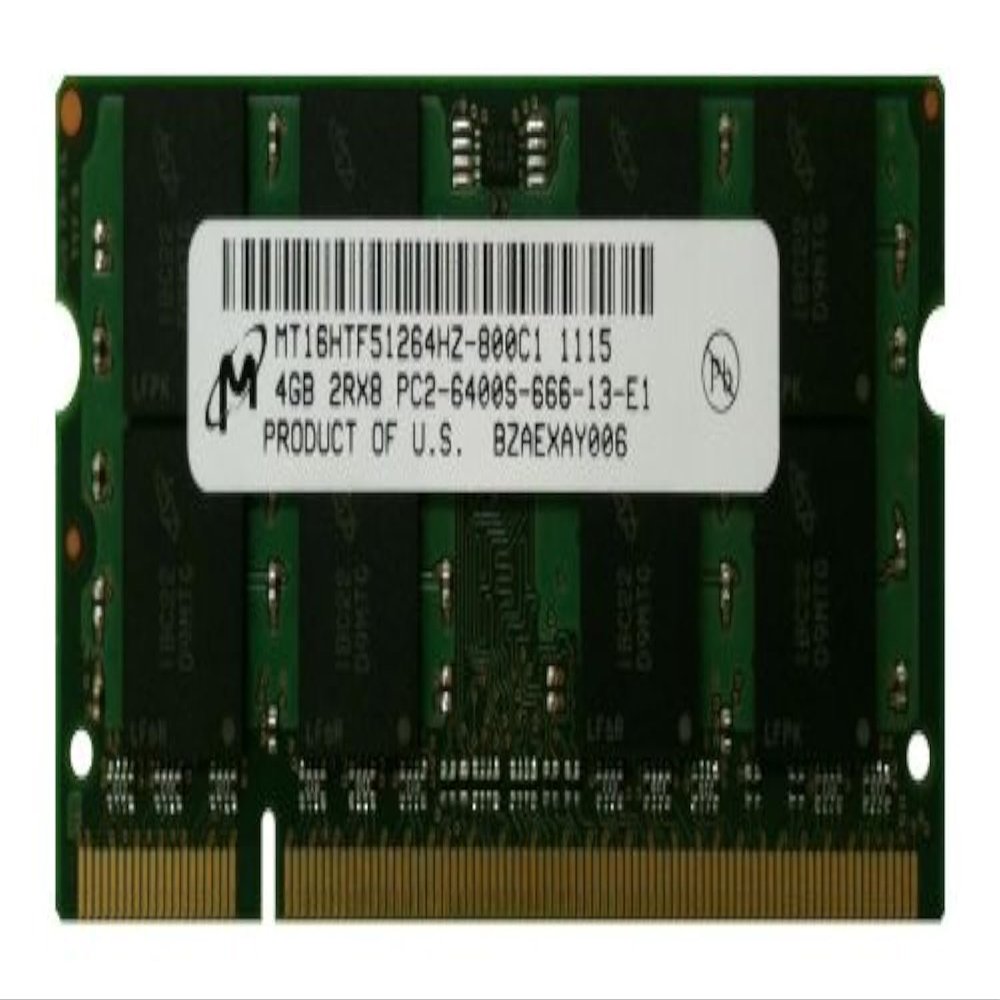 MT16HTF51264HZ-800C1 Micron 4GB PC2-6400 DDR2-800MHz Non-ECC Unbuffered CL6 200-Pin SoDimm Dual Rank Memory Module