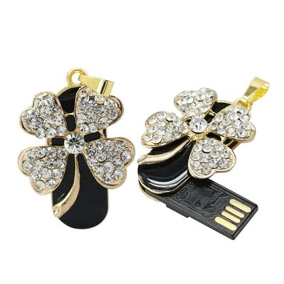 128GB Necklace Shape USB Flash Drive USB Drives Memory Stick Thumb Drives USB 2.0 Disk Pen Drive Date Storage Flash Disk Zip Drive USB Stick USB Drive (Gold Four Leaf Clover)