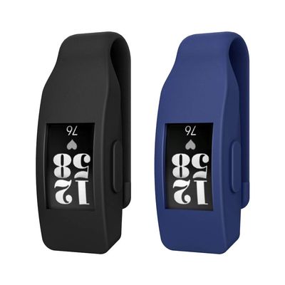 MoKo 2-Pack Clip Holder Compatible With Fitbit Inspire/Inspire HR - Soft Silicone Clip Clasp Case for Women Men, Black & Navy Blue
