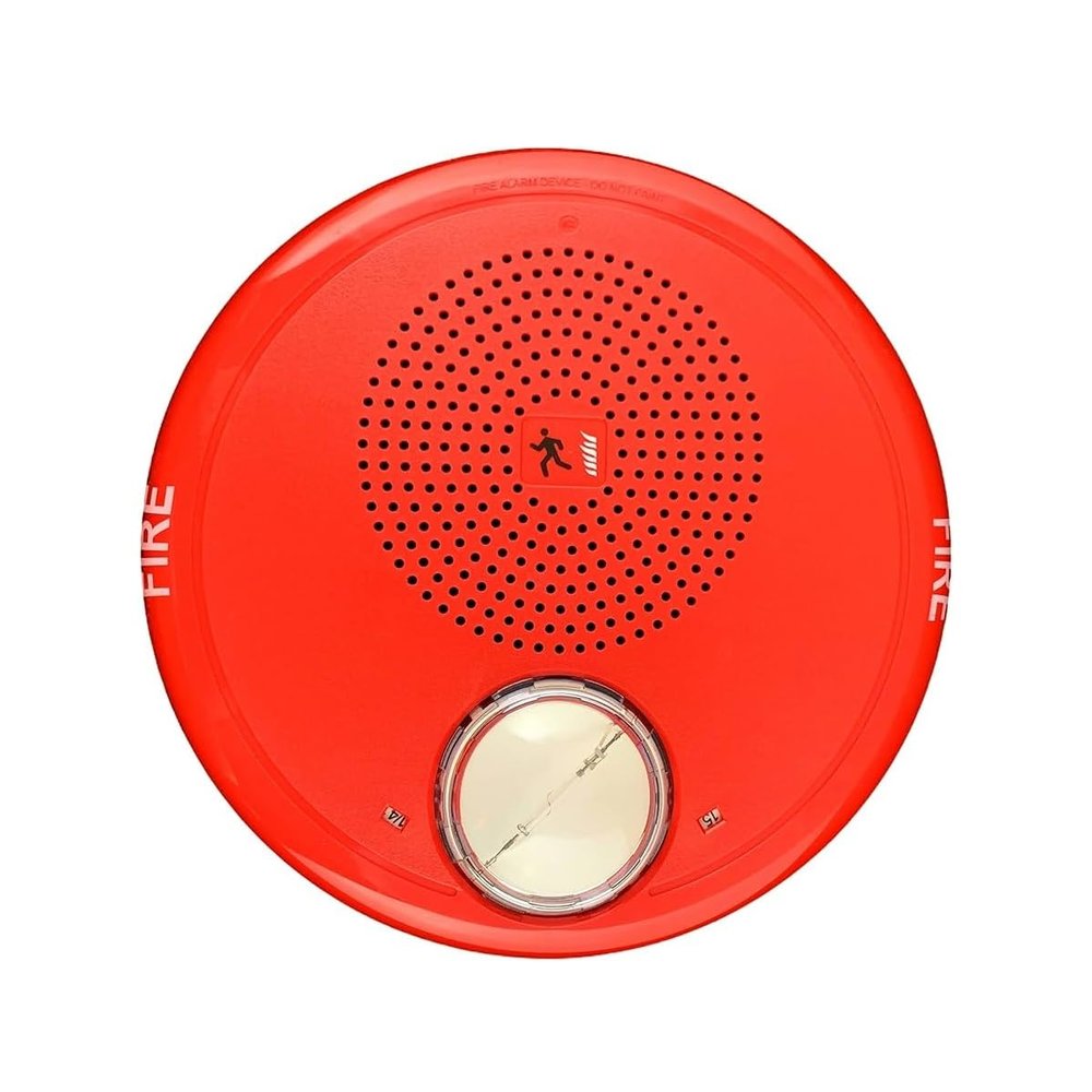 Edwards GCHFRN-S7VMC NO Marking, 70V, RED, Genesis HIGH Fidelity Ceiling Speaker-Strobe, Clear Lens, Visual Multi-Candela