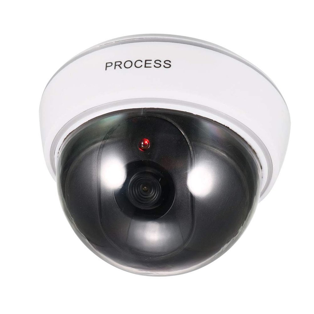 uxcell Fake Security Camera Dummy Dome CCTV with Blinking Red LED Warning Alert Light for Home Outdoor Indoor White