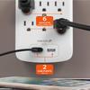 Fosmon 6 Outlet Surge Protector 1200 Joules with 2 USB Ports Charger (3.1A), Multi Plug Outlet Extender 1875 Watt, 3-Prong Grounded Wall Tap Adapter (2 Pack) view 3
