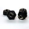 PCCables.com CAT 6 RJ45 Shielded Industrial Panel Mount Bulkhead Female/Female Feed Thru Coupler - IP67 Waterproof/Dust Cap - Professional Series Network Connectors - Black view 1