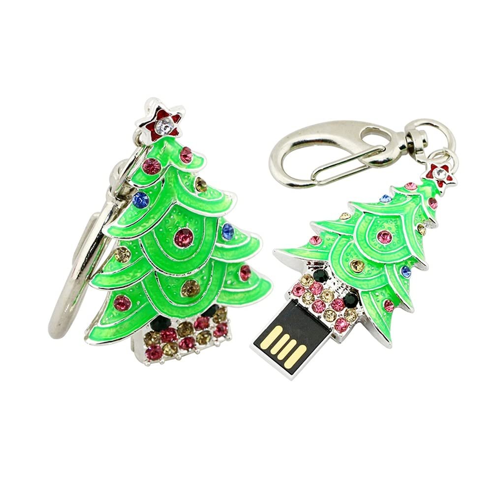 128GB Metal Christmas Tree Shape USB 2.0 Flash Drive Pen Drive Memory Stick USB Stick USB Drive Flash Disk Thumb Drive USB Disk USB Stick U Disk PenDrive (Green)