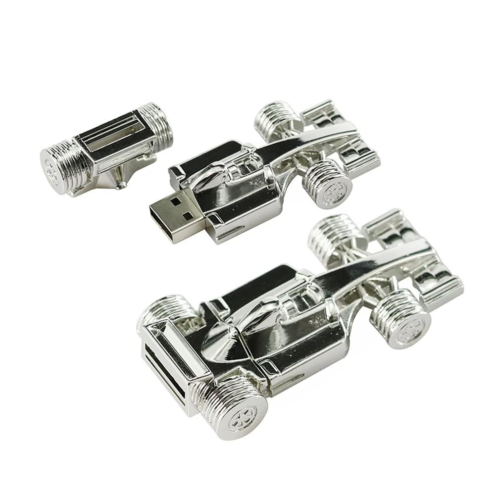 128GB Racing Car Shape USB 2.0 Flash Drive Thumb Drive Memory Stick Pen Drive U Disk Data Storage Jump Drive USB Drive Flash Disk USB Stick USB Disk (Silver)