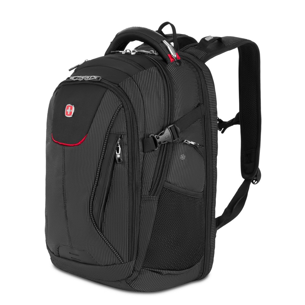 SwissGear Travel Tech Elite Laptop Backpack Fits Laptops up to 16 ScanSmart TSA-Friendly Backpack with USB Port, Shoe Compartment & Organizer Pockets Black Dot