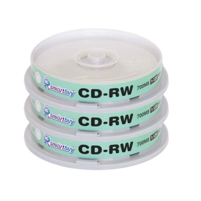 30 Pack Smartbuy CD-RW 1-12X 700MB/80Min Logo Top Rewritable Blank Disc