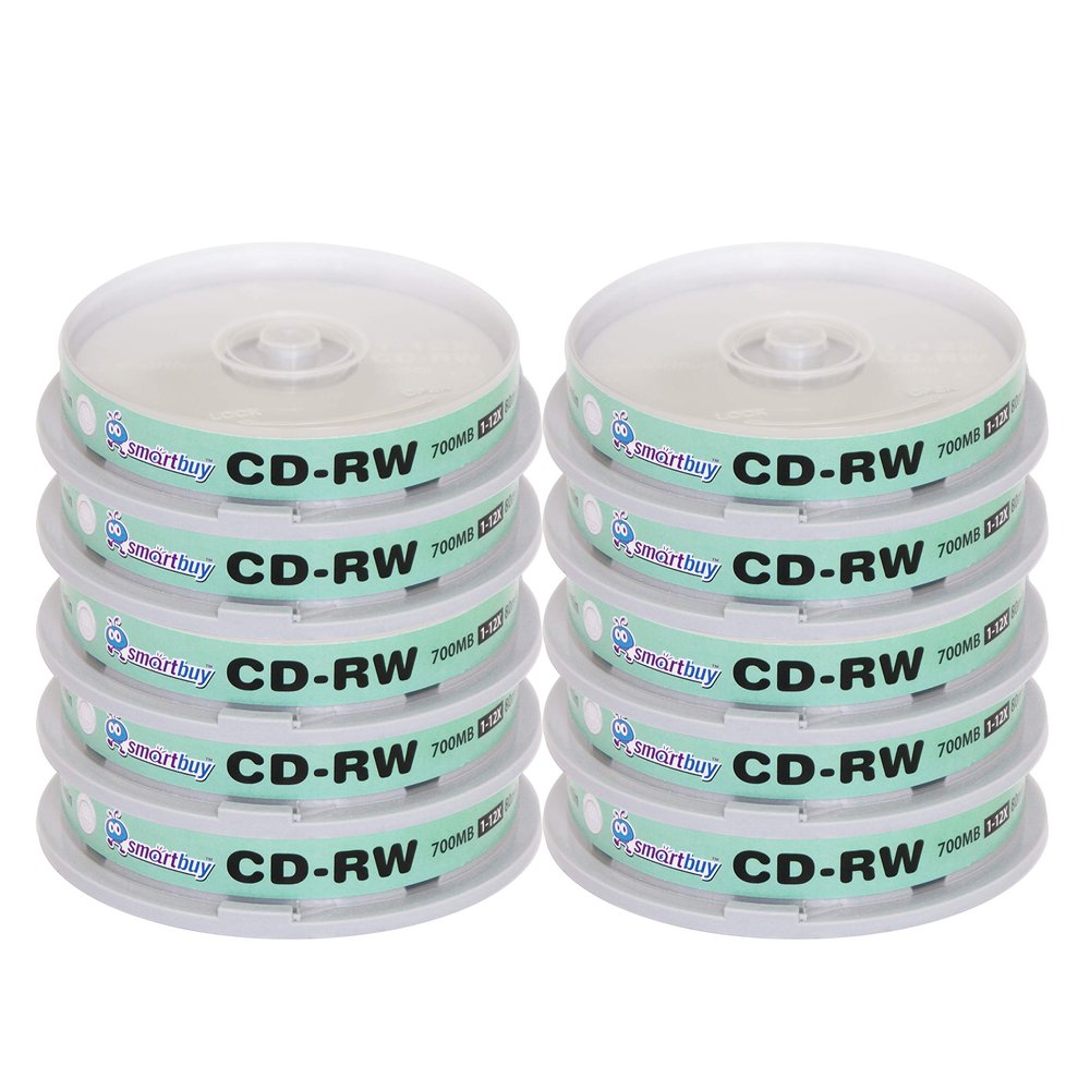 100 Pack Smartbuy CD-RW 1-12X 700MB/80Min Logo Top Rewritable Blank Disc