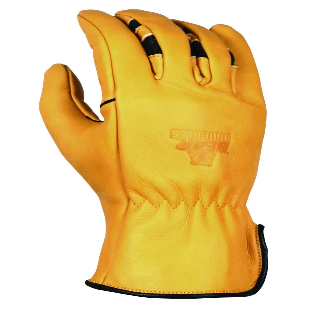 Bear Knuckles Water Resistant Regular Duty Cowhide Leather Work Gloves | Patented Pre-Curved Finger Design
