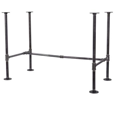 PIPE DECOR Industrial Pipe Desk Leg Set, Modern Home Office Table Writing or Computer Base Kit, Dark Grey Black Rough Pipes, Rustic Vintage Furniture Unfinished Steel Metal Pipe Legs, H-Desk Style