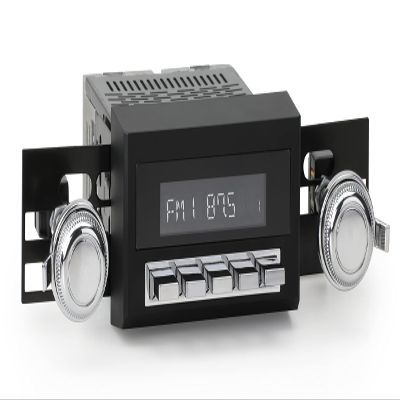 Daytona Radio Motor 2 with Chrome Pushbuttons & Chrome Plastic Knobs Kit Compatible with Camaro, Firebird, GTO, Chevelle