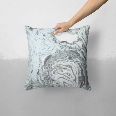 iiRov Mixtured Mint and Gray v3 Textured Marble - Custom Decorative Home Decor Indoor or Outdoor Throw Pillow Cover Plus Cushion Set for Sofa, Bed or Couch (Pillow CASE Cover Plus Cushion)
