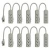 Uninex PS28U Compact Grounded 3-Outlet Power Strip, UL Listed, 1-Foot, 10-Pack view 1