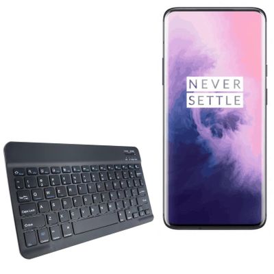 BoxWave Keyboard Compatible with OnePlus 7 Pro 5G - SlimKeys Bluetooth Keyboard, Portable Thin with Chiclet-Style Keys - Jet Black
