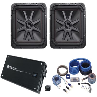 (2) KICKER 45L7R154 15" 3600w L7R Car Subwoofers+Mono Amplifier+Amp Kit L7R154