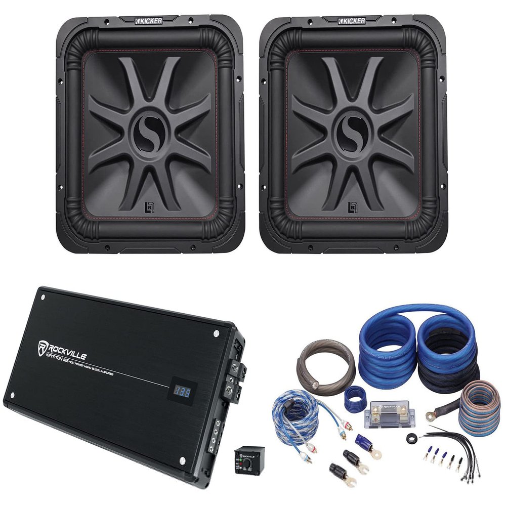 (2) KICKER 45L7R154 15" 3600w L7R Car Subwoofers+Mono Amplifier+Amp Kit L7R154