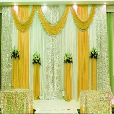 10ftx20ft Sequin Wedding Backdrop Curtain with Backdrop/Wedding Decoration Romantic Ice Silk Stage Curtains (3m6m, Gold)