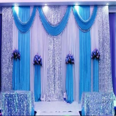 10ftx20ft Sequin Wedding Backdrop Curtain with Backdrop/Wedding Decoration Romantic Ice Silk Stage Curtains (3m6m, Sky Blue)