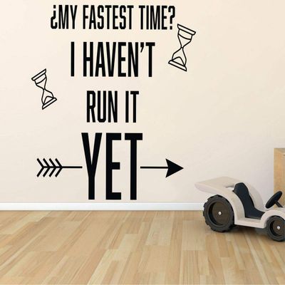 My Fastest Time I Haven't Run It Yet Track and Field Running Quote Wall Decal for Girls Boys Bedroom/Healthy Mind Body Sports Athlete Room USA Olympics Vinyl Art Sticker Decoration Size (27x30 inch)