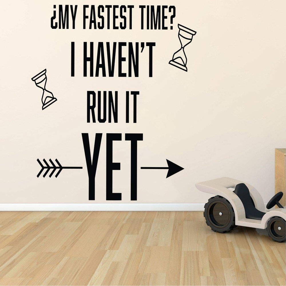 My Fastest Time I Haven't Run It Yet Track and Field Running Quote Wall Decal for Girls Boys Bedroom/Healthy Mind Body Sports Athlete Room USA Olympics Vinyl Art Sticker Decoration Size (27x30 inch)