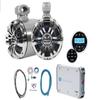 Rockville WB65 Bundle: (2) 6.5-in 600-Watt Metal Marine Wakeboard Tower Speakers with Swivel Brackets, RGHR2 Gauge Receiver with Bluetooth, RXM-T1 1500-Watt 2-Channel Amplifier, RMWK4 Amp Kit, 5-items view 1