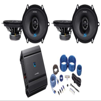 (4) ALPINE S-S57 230 Watt 5x7" 2-Way Car Speakers Bundle with ALPINE S-A32F 4-Channel S-Series Car Audio Amplifier Class D & RockvilIe RWK41 4 Gauge Car Amp Wiring Installation Kit (3 Items)