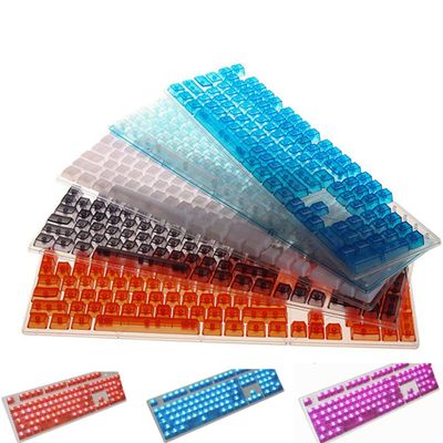 104 Keys Clear Keycaps Blank Non Printed Transparent Keycaps Backlit Keycap ANSI Layout OEM Profile for Cherry MX Mechanical Keyboard (Red)