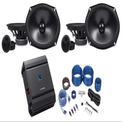 (2) Pairs ALPINE S-S69C 260w 6x9" Car Component Speakers+Alpine 4-Ch Amplifier