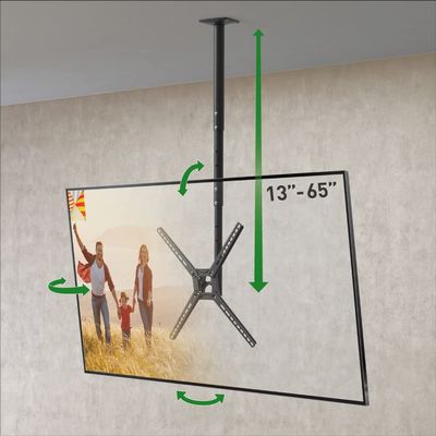 Barkan TV Ceiling Mount, 29-65 inch Full Motion - 3 Movement Flat/Curved Screen Bracket, Holds up to 88 lbs, Telescopic Height Adjustment, Lifetime Limited Warranty, Fits LED OLED LCD Black