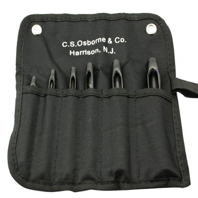 C.S. Osborne 6 Size Belt Punch Set #K-245 Round Hole Punch Made in USA