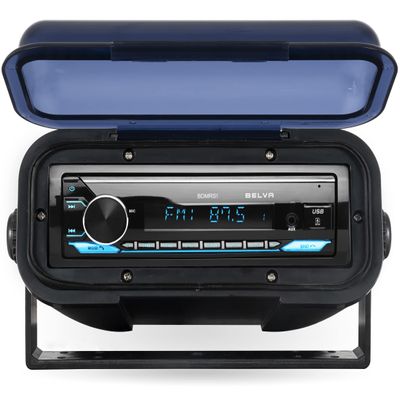 Belva BMRC7B Black Fully Enclosed Marine Radio Cover/Radio Splash Guard for Deck or Overhead Installs, Water-Resistant Flip-up Style