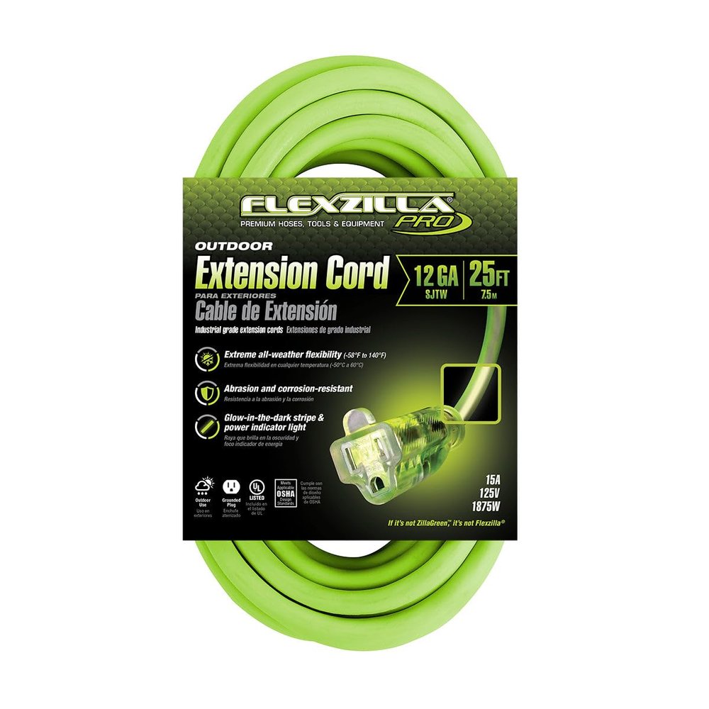 Legacy Manufacturing FZ512825 Flexzilla Pro Extension Cord, 12/3 Awg Sjtw, 25