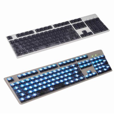 104 Keys Clear Keycaps Blank Non Printed Transparent Keycaps Backlit Keycap ANSI Layout OEM Profile for Cherry MX Mechanical Keyboard (Black)