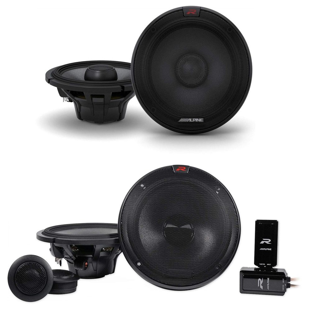 Alpine Pair R-S65.2 300 Watt 6.5" Coaxial+Pair R-S65C.2 Component Car Speakers