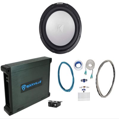 KICKER 45KMF124 12" 350w Free-Air Marine Boat Subwoofer+Mono Amplifier+Amp Kit