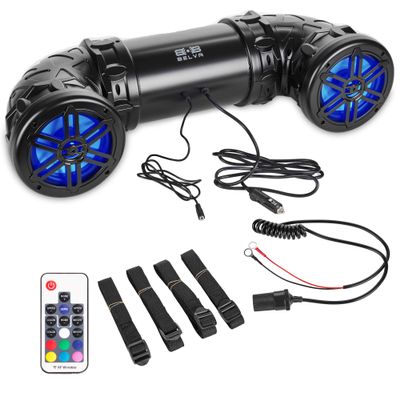 BELVA BPS6RGB UTV/ATV Weatherproof Sound System Dual 6.5 Speakers with 1 Tweeters, Built-in Amplifier, Bluetooth, Aux-in, Multi Color Illumination, Wireless Remote, Easy Installation